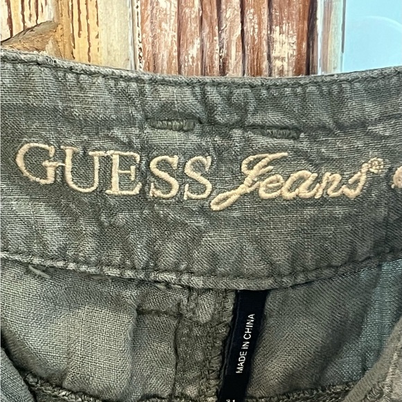 Guess Womens 31 Green Linen Cargo Pants with Utility Design - Picture 4 of 7